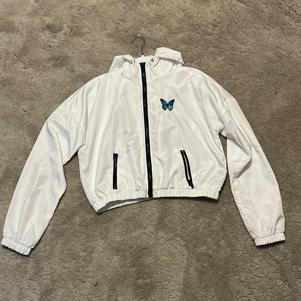 White Rue21 Jacket with Blue Butterfly